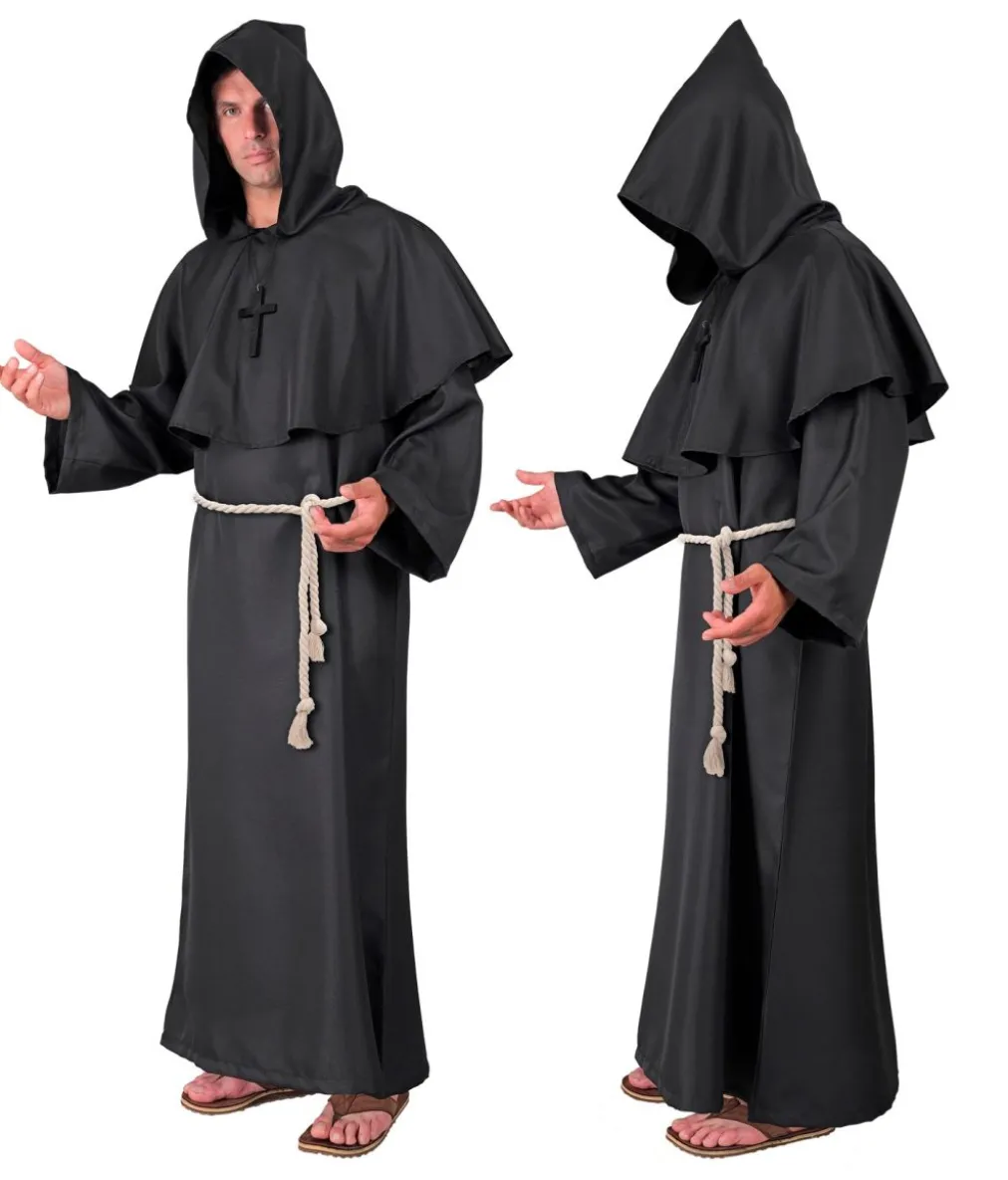 Sort munk kostume