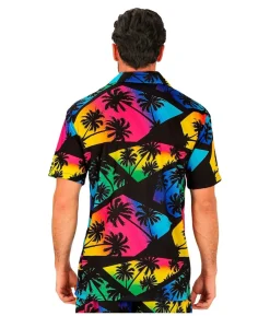 Sort neon hawaii skjorte