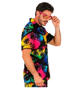 Sort neon hawaii skjorte