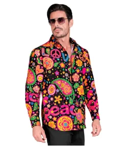 Sort neon hippie skjorte