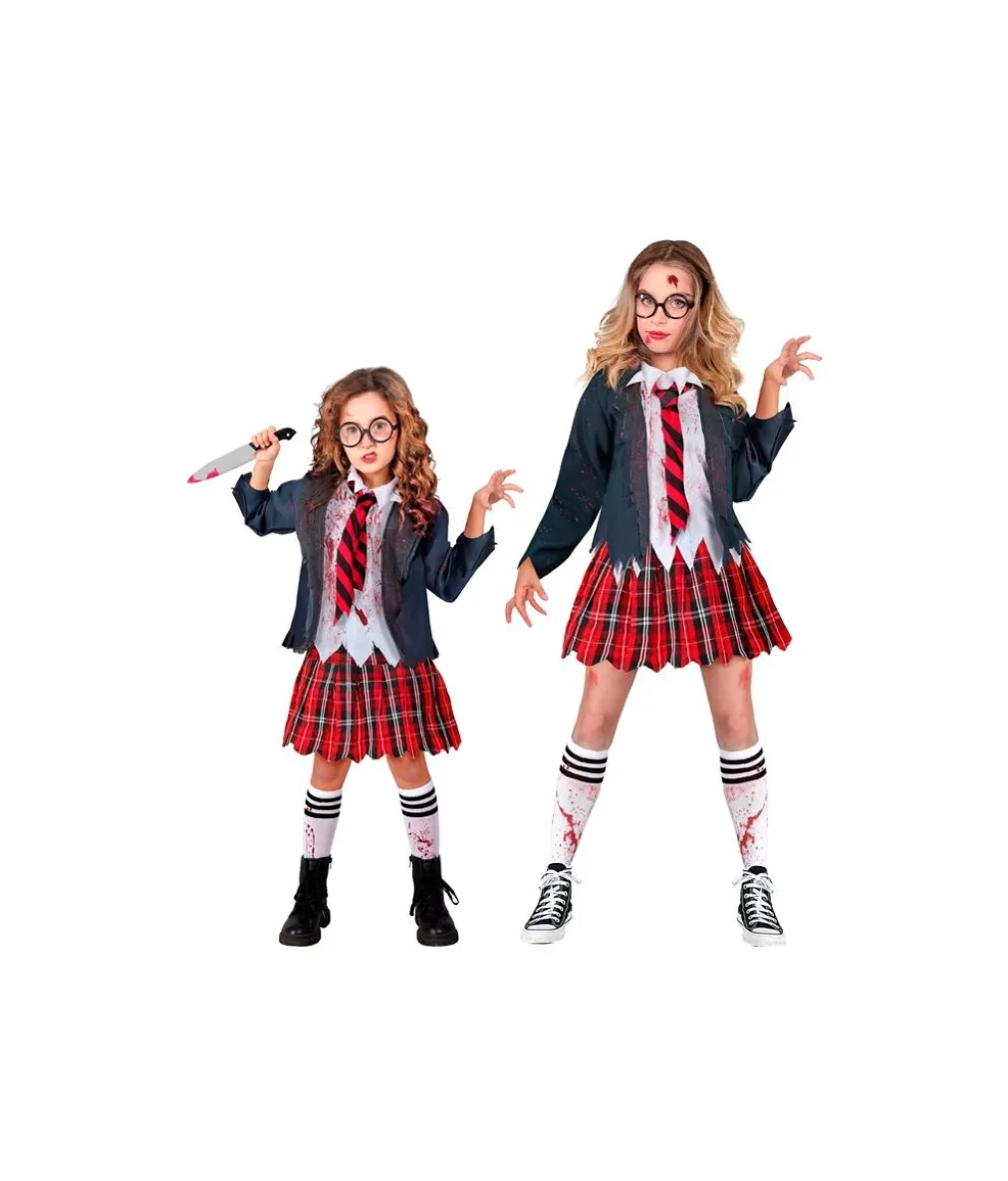 Zombie skolepige kostume